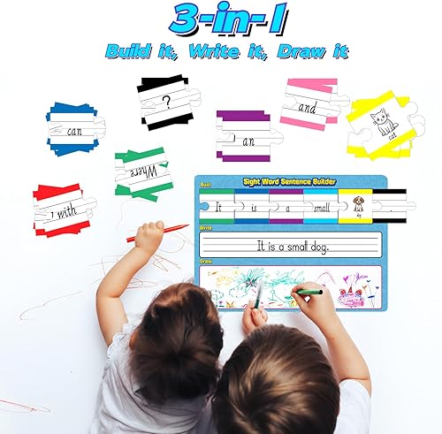 Miniatura 2 de SeunKieer Construcción de oraciones, tarjetas de construcción de palabras a la vista para lectura temprana, habla, escritura y práctica de idiomas
