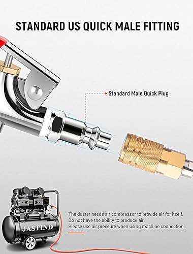 Miniatura 5 de JASTIND Kit de 4 pistolas de soplado de aire, pistola de soplado de boquilla de aire de conexión de 2 vías con punta de goma y enchufe rápido
