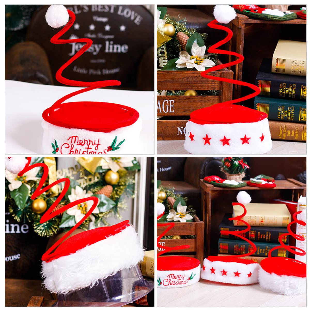 TOPBATHY 6 Piezas Gorro de Papá Noel Navideño de Primavera Divertido para Fiestas Gorro de Fiesta de Primavera Estilo Aleatorio