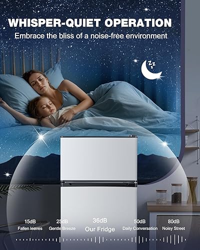 Miniatura 3 de Refrigerador de doble puerta con congelador, 4.5 pies cúbicos, refrigerador pequeño con congelador, 7 ajustes de temperatura ajustable, mini