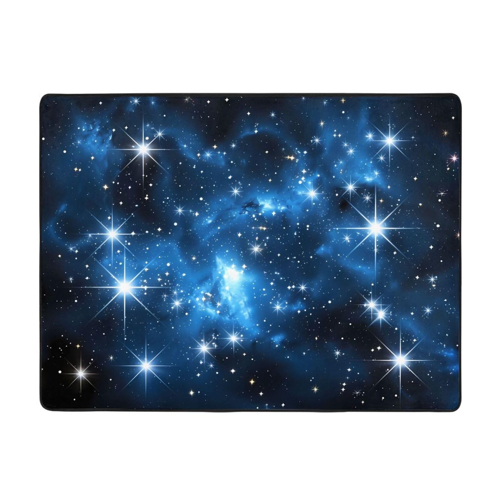 Tapis imprimé étoiles bleues brillantes 160 x 121 cm doux velours fin résistant