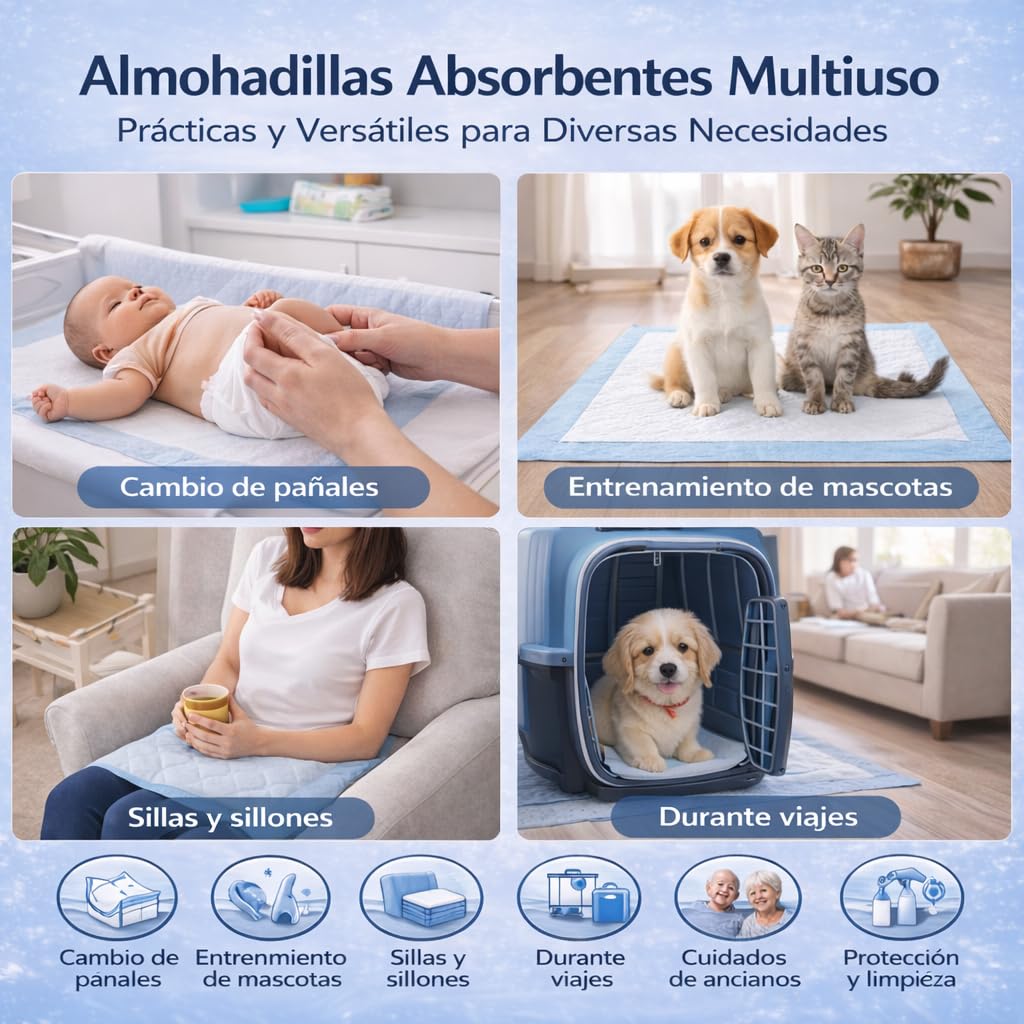 40x empapadores absorbentes Desechables 60 x 90 Alfombrillas Entrenamiento de Perros Grandes-Maxima absorcion-Protector Cama Impermeable Adultos con incontinencias-higiene y Cuidado Bebes - 3