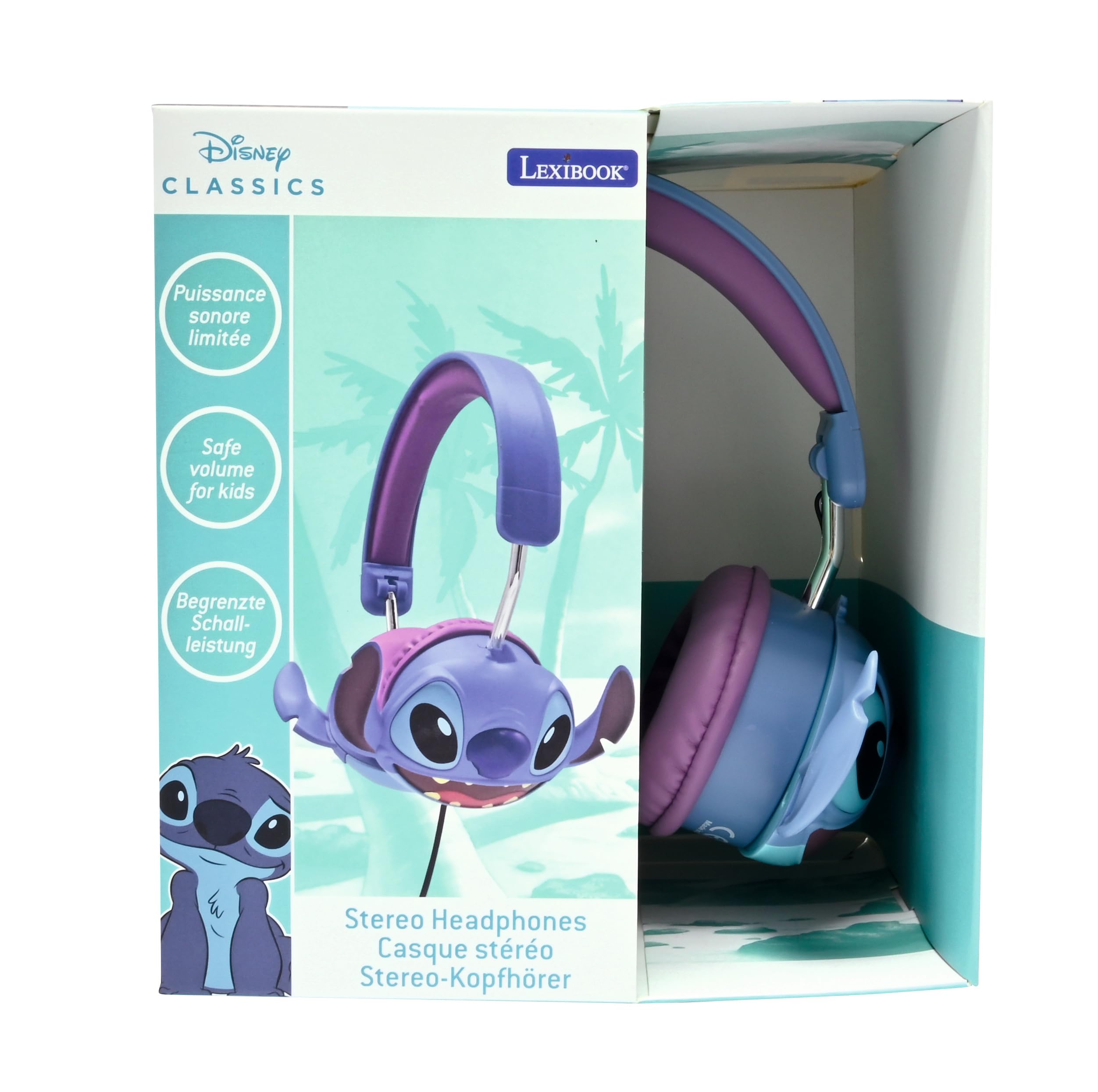Lexibook, Disney Stitch, Cuffie stereo cablate Stitch 3D, Pieghevoli, Potenza sonora limitata, HP015DLXB