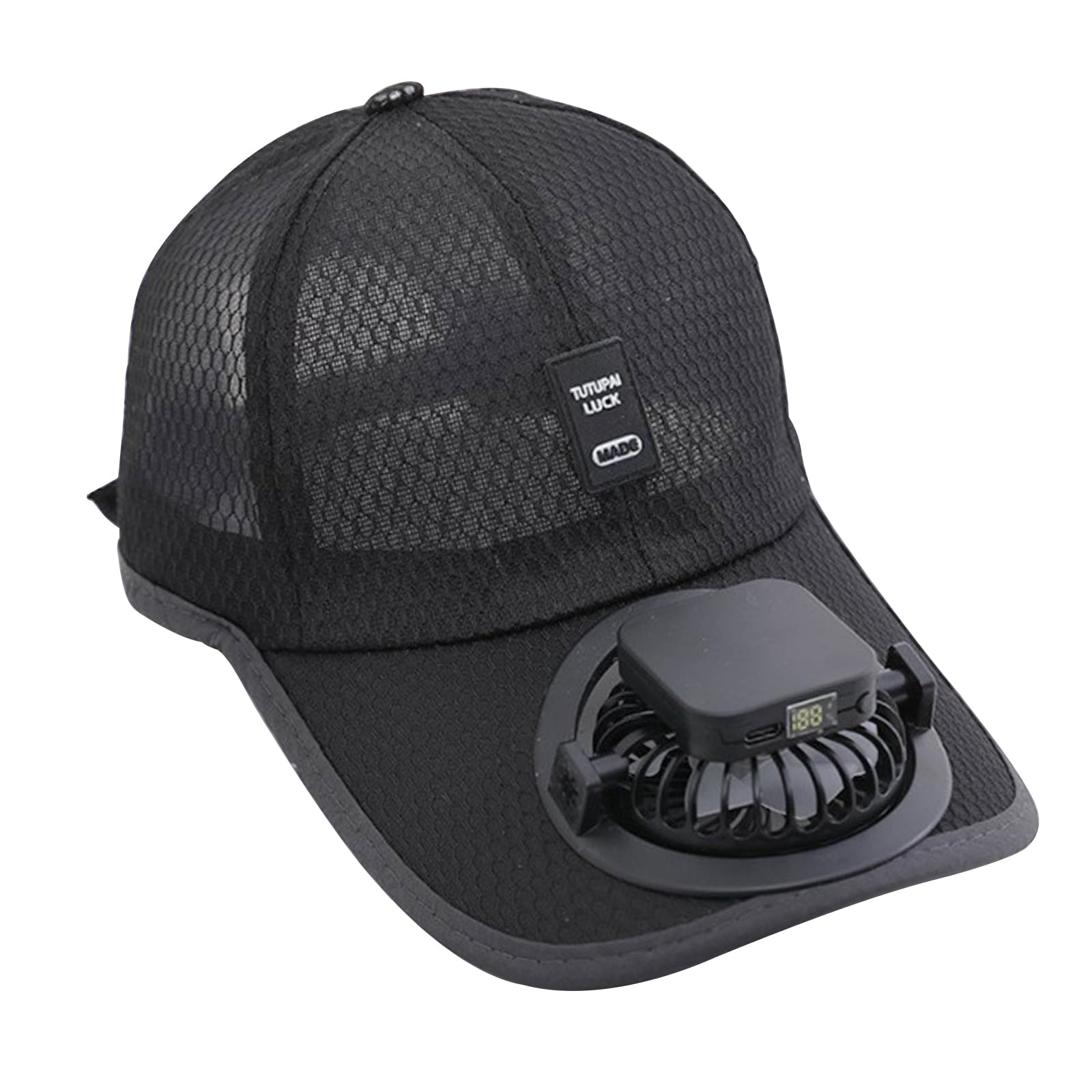 Men's Women's Baseball Cap with Built-in Solar USB Fan Adjustable UV Protection Sun Hat Golf Cap Beach Travel Outdoor Hat Black — image 1