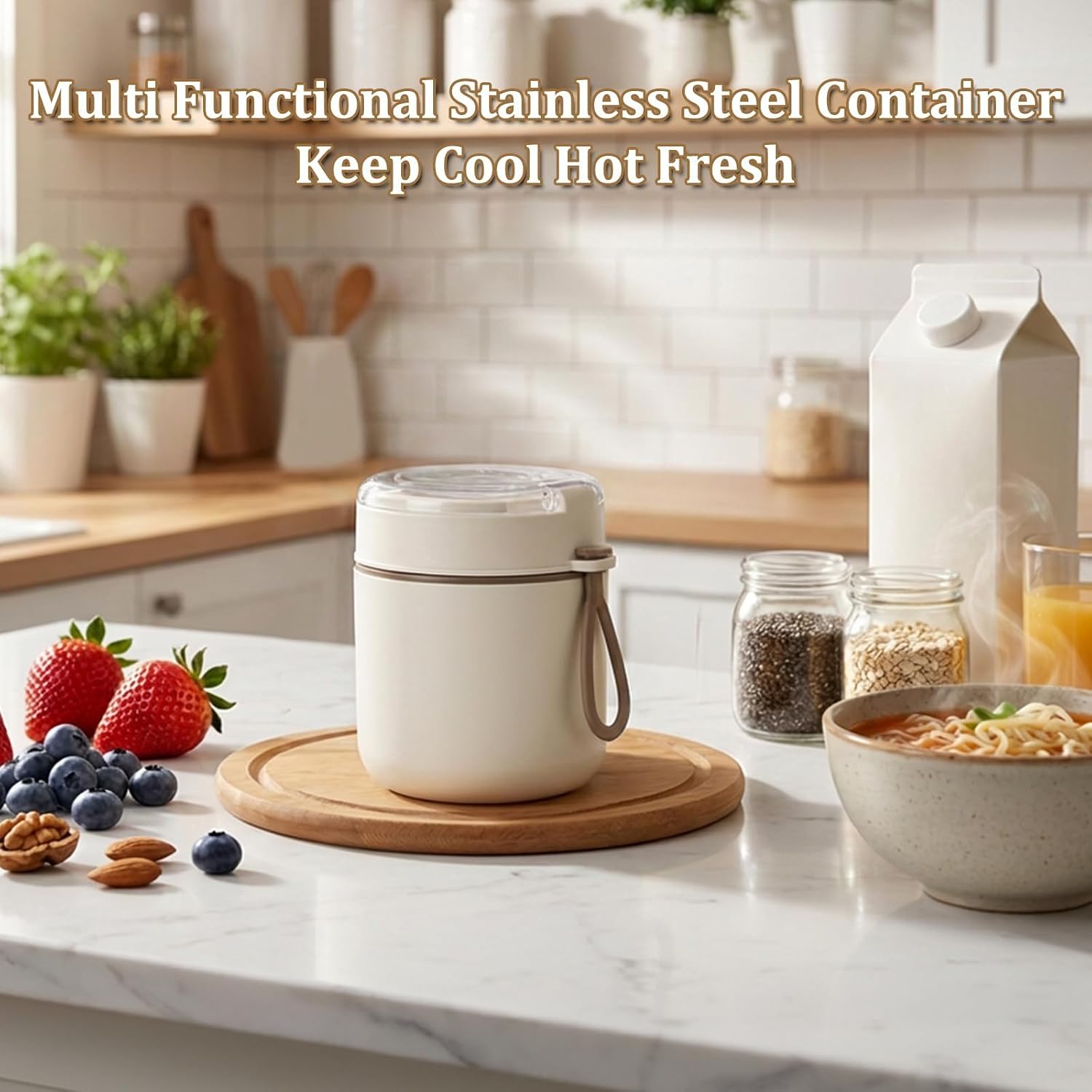17oz Overnight Oats Containers with Lids &Spoon, Insulated Food Jar