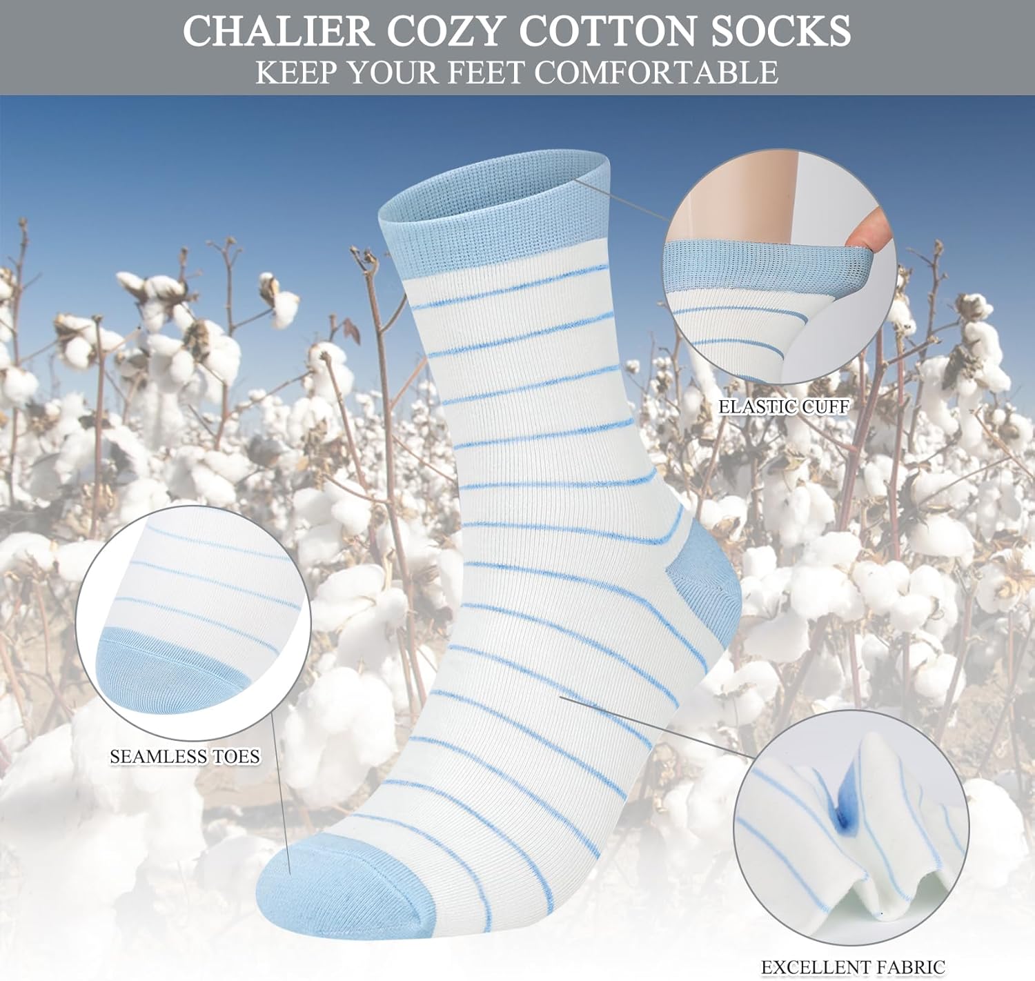 10 Pairs Womens Cotton Socks Soft Ladies Multiple Colors Patterned Gifts Socks for Womens Girls - Image 3