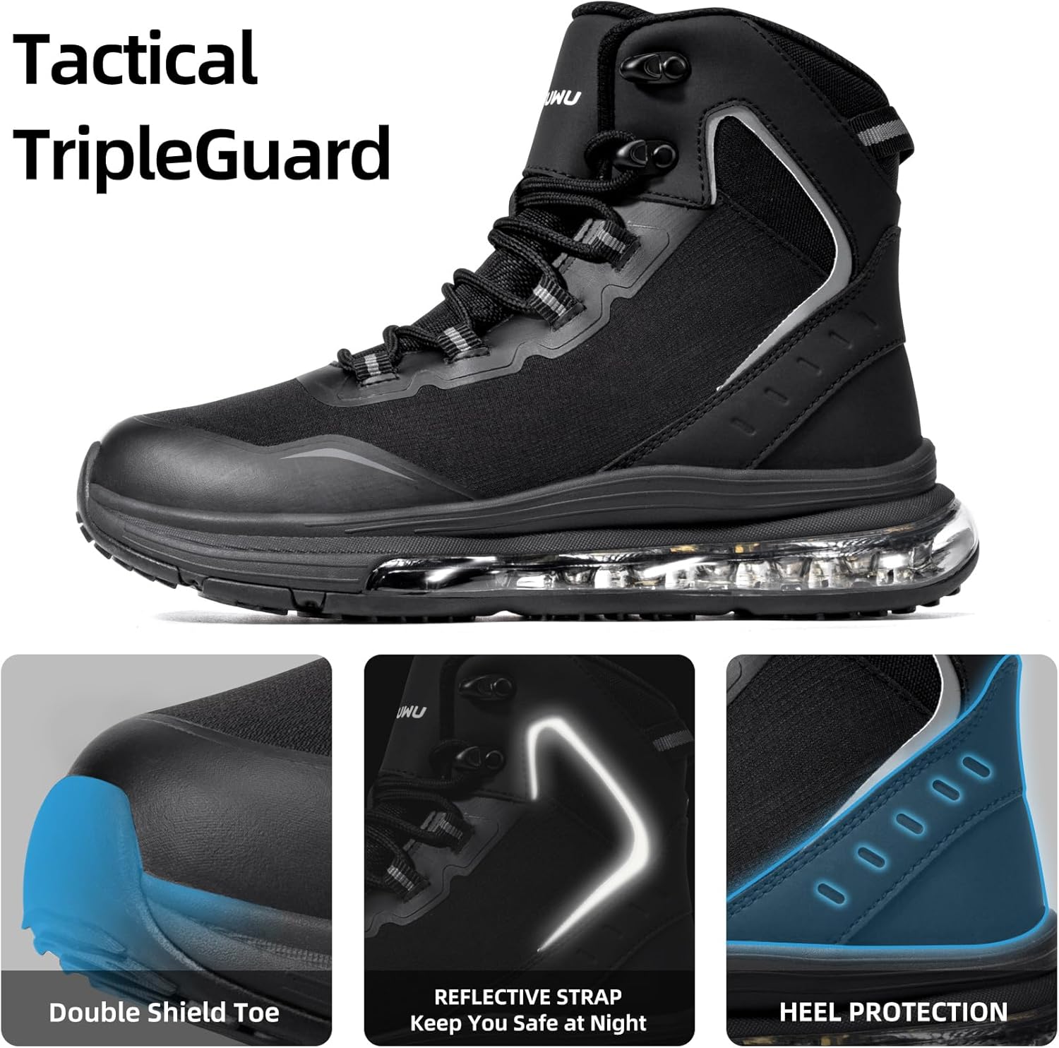 Military Tactical Boots for Women 6 Inch Waterproof Side-Zip with Reflective Strip Cushion Lightweight Durable Work Hiking Shoes - Image 4