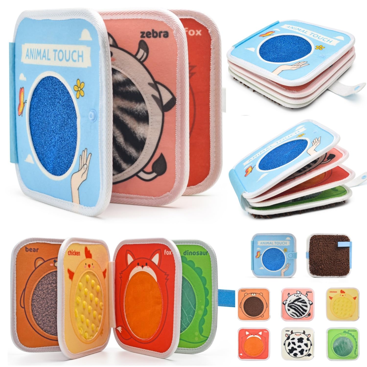 Animal Touch Book Textured Sensory Mats Book Felt Sensory Book for Autistic Children Disorder Toys Autism Sensory Products Tactile Sensory Toys for Learning, Stimulation & Play