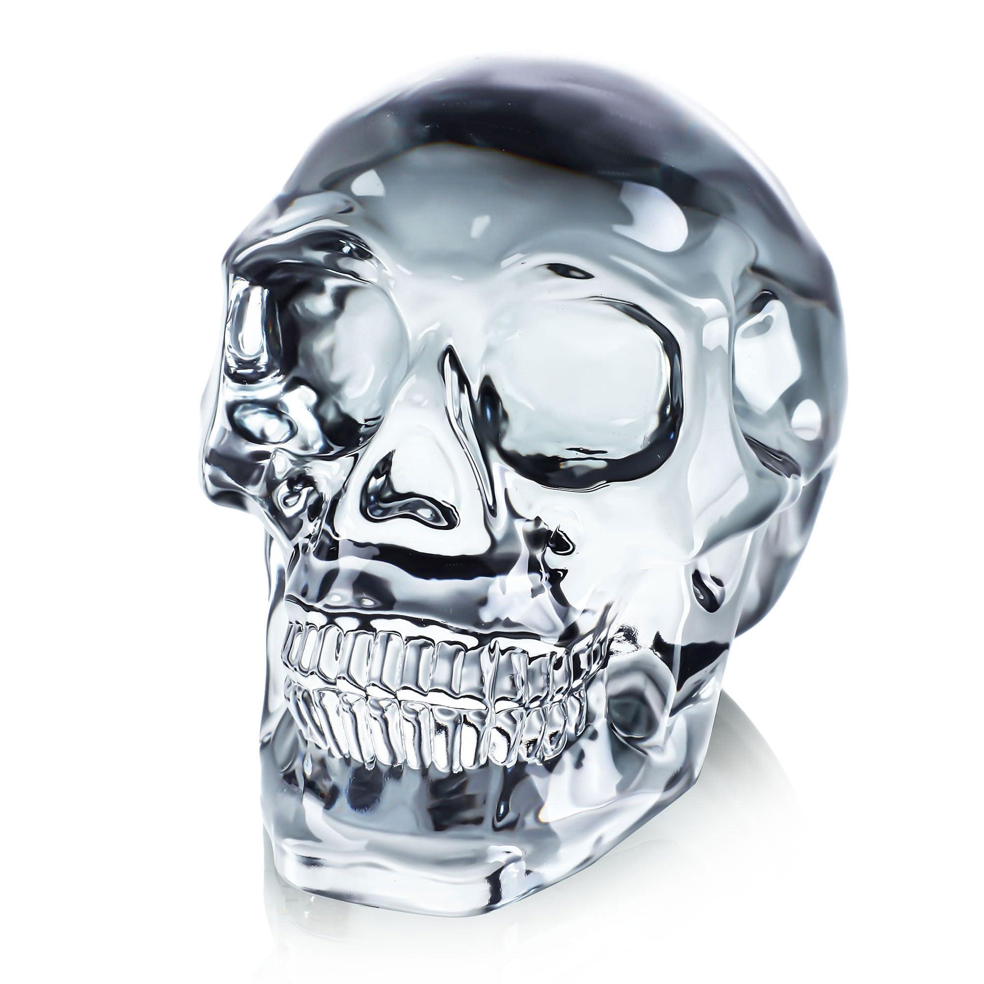HDCRYSTALGIFTS 3'' Halloween Crystal Black Skull Head Figurines Collectible,Glass Human Skull Head Statue Day of The Dead Gothic Home Decor Gift