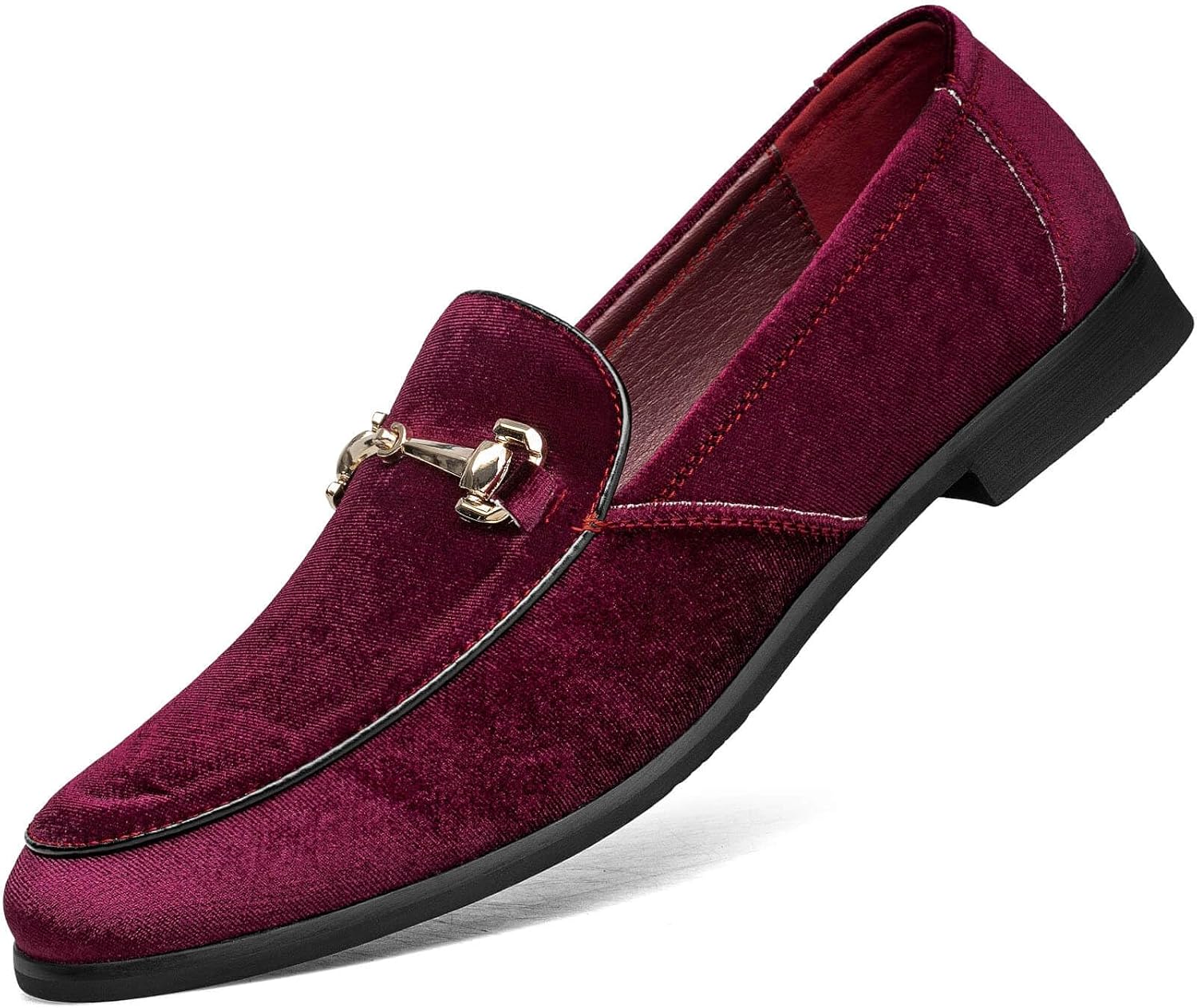 Mens Dress Loafers Shoes Velvet Suede Slip-on Men Comfortable Tuxedo Suede Shoes Business Casual Mocasines Classic Buckle Prom Party Wedding Formal Lightweight Driving Footwear
