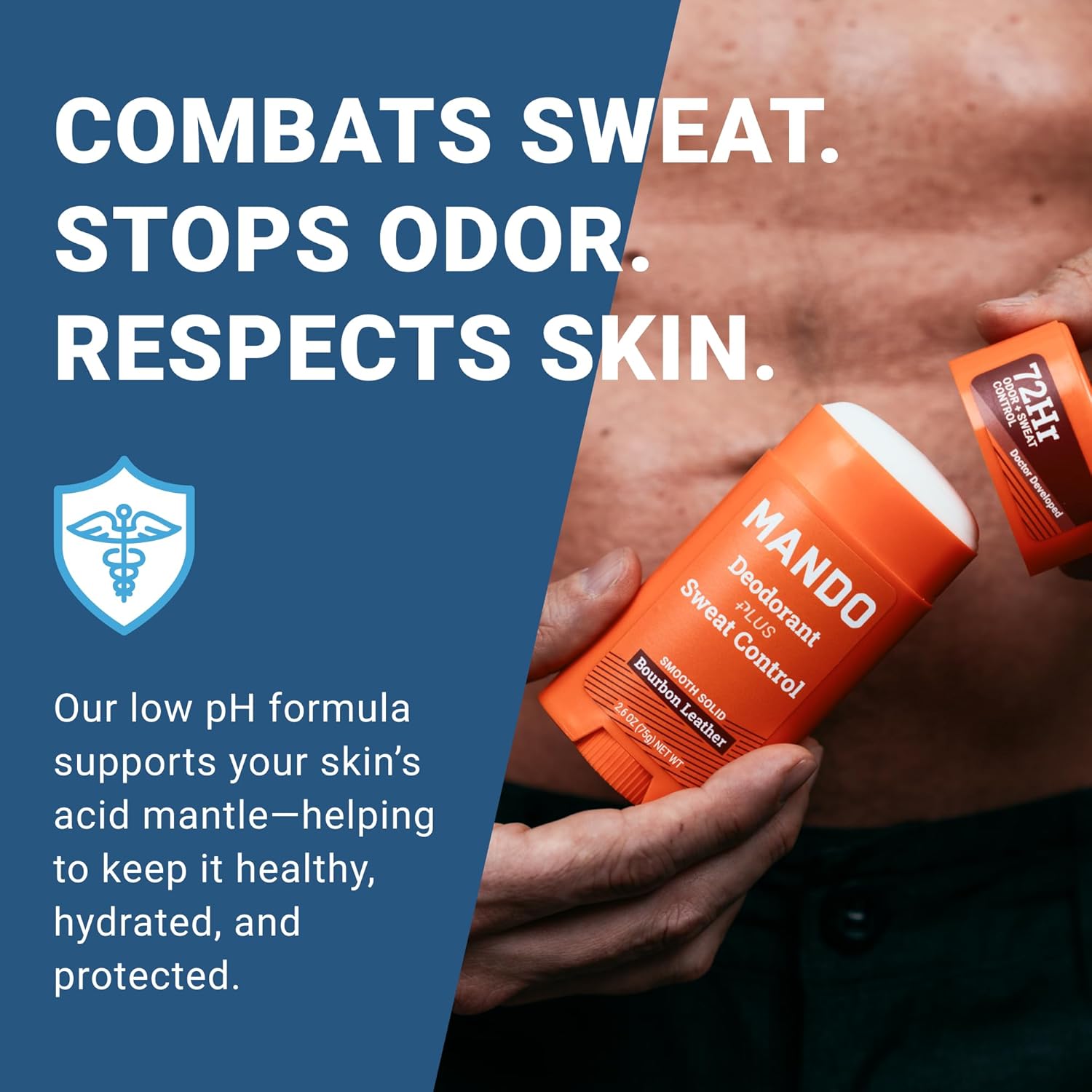 Mando Antiperspirant Deodorant Sweat and Odor Control for Men – Extra Strength Smooth Solid Stick – 72 Hour Performance – Baking Soda Free, Skin Safe – 2.6 oz – Bourbon Leather – Pack of 2 - Image 3