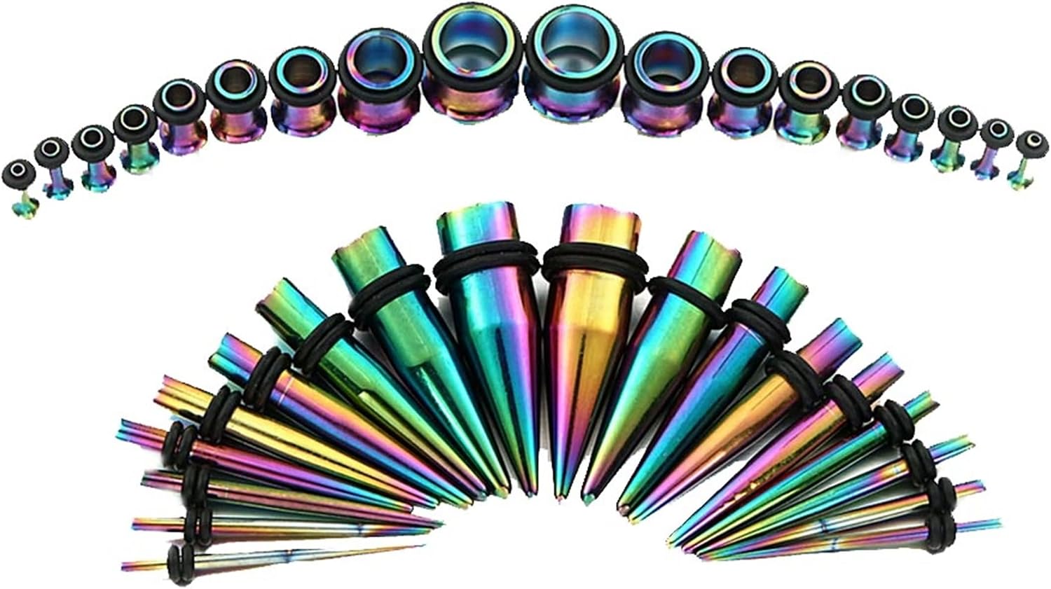 Daesar 36PCS Gauge Expander, 14G-00G Ear Gauges 1.6mm-10mm Cone and Hoop Ear Piercing Set Stainless Steel Tunnels Body Piercings Jewelry