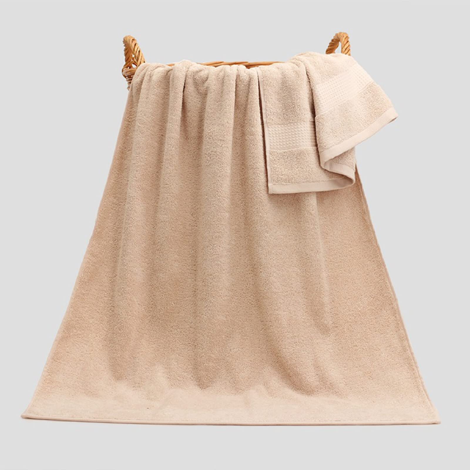 Caja de regalo de 3 Piezas, juego de toallas lisas, toallas 100% algodón de fibra larga, marrón, 70 x 140 + 33 x 72 + 34 x 34 cm,Toalla de baño grande marron,altamente absorbentes Suave y Grueso