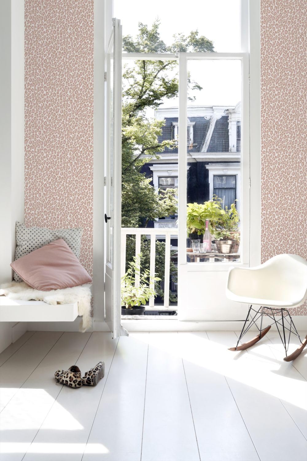 papier peint peau de léopard rose pêche 53 cm x 10.05 m - ESTAhome