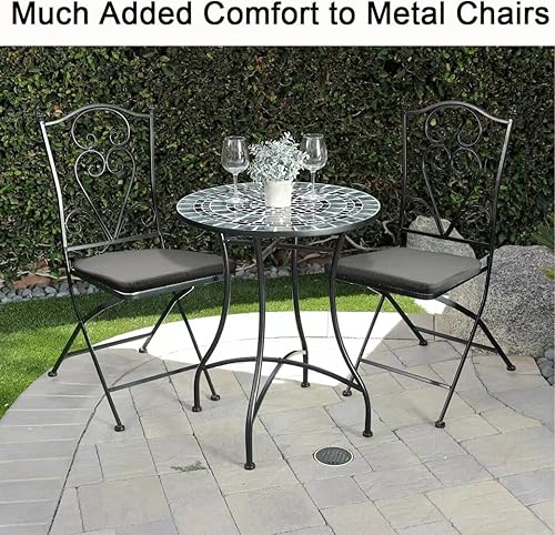 Miniatura 5 de BUYUE Juego de 4 cojines metálicos para sillas de 14 pulgadas con magnéticos, de piel sintética, de lujo, impermeables, antideslizantes, para