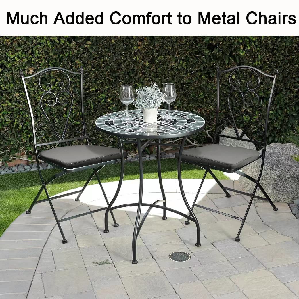 BUYUE Metall-Stuhlkissen mit Magnet-Satz von 4, Luxus PU-Leder wasserdicht Anti-Rutsch-Sitzpolster für Küche Cafe Essen Bistro stapelbar Stühle (U-Form, dunkelgrau, 4)