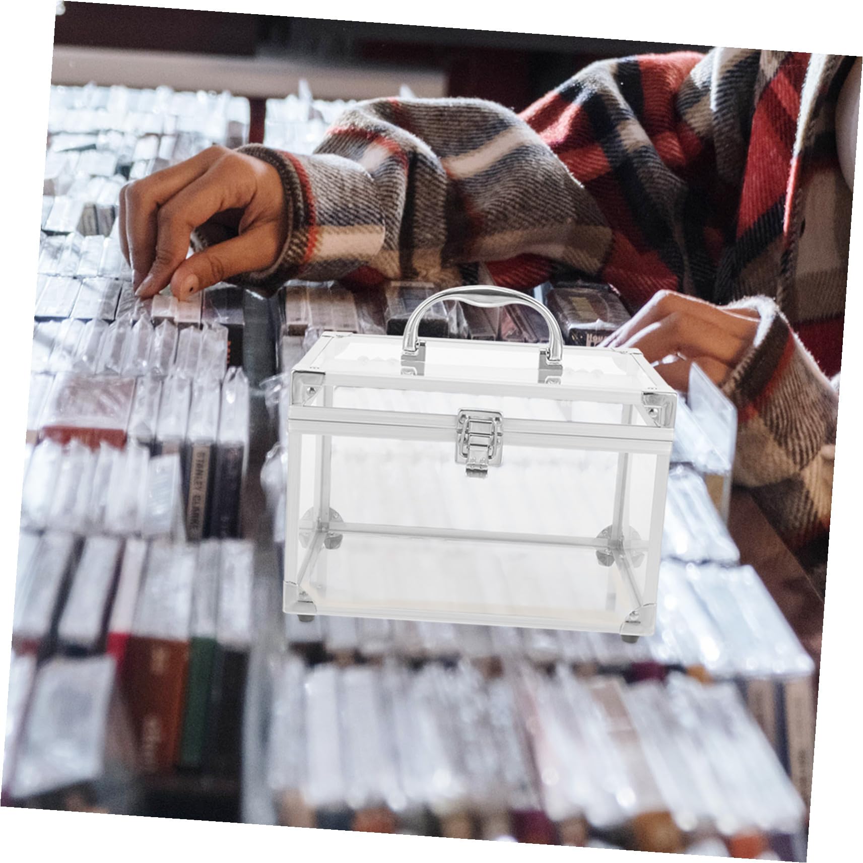 TEHAUX Scatola Porta Dvd Trasparente con Maniglia Organizer Compatto per CD e Dvd Custodia Salvaspazio per Dischi Contenitore Portatile Facile da Trasportare per Musica e Film