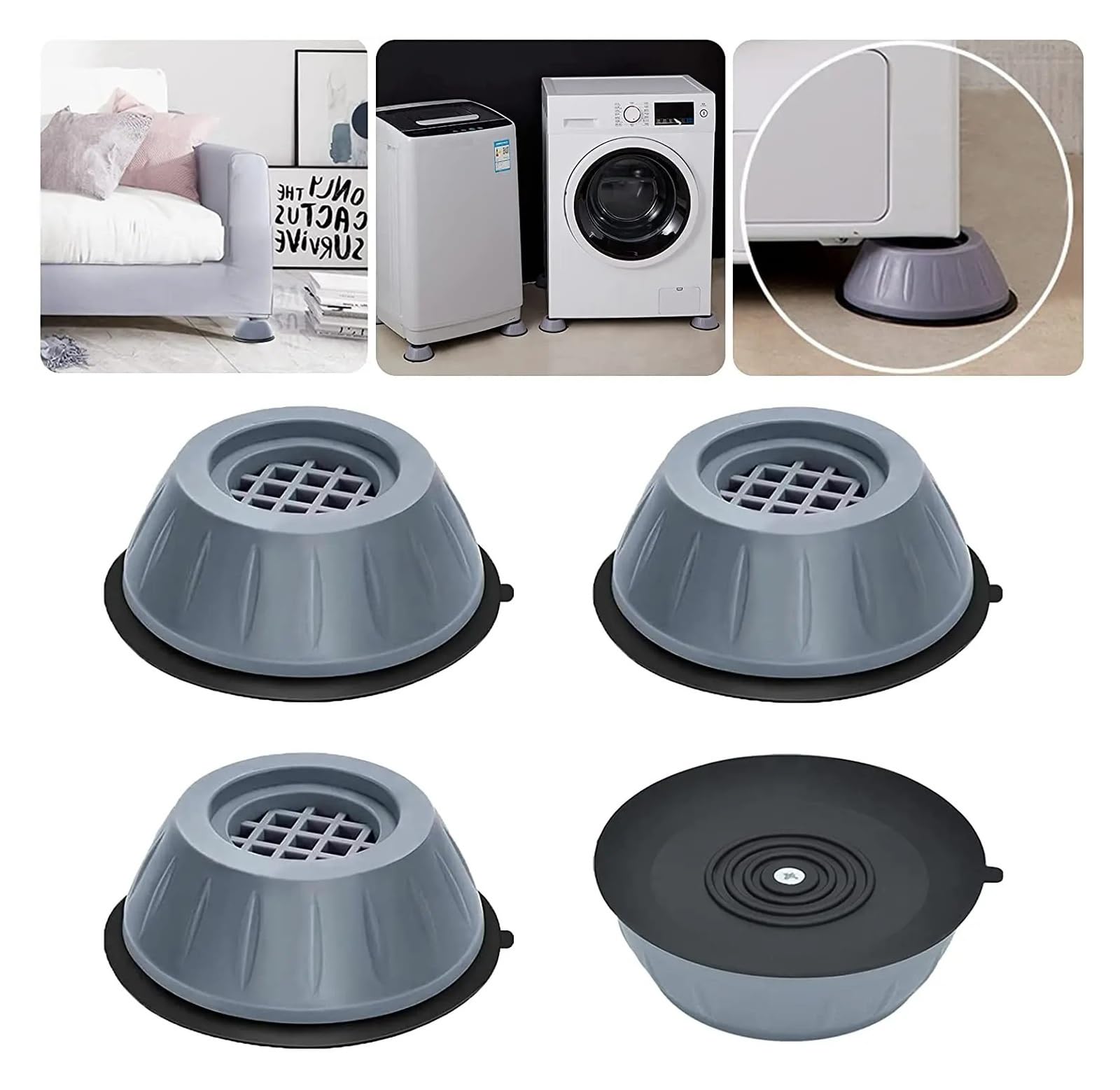 4 almohadillas de goma antivibración, amortiguadores silenciosos, soporte universal para lavadora, refrigerador, muebles, almohadillas para pies