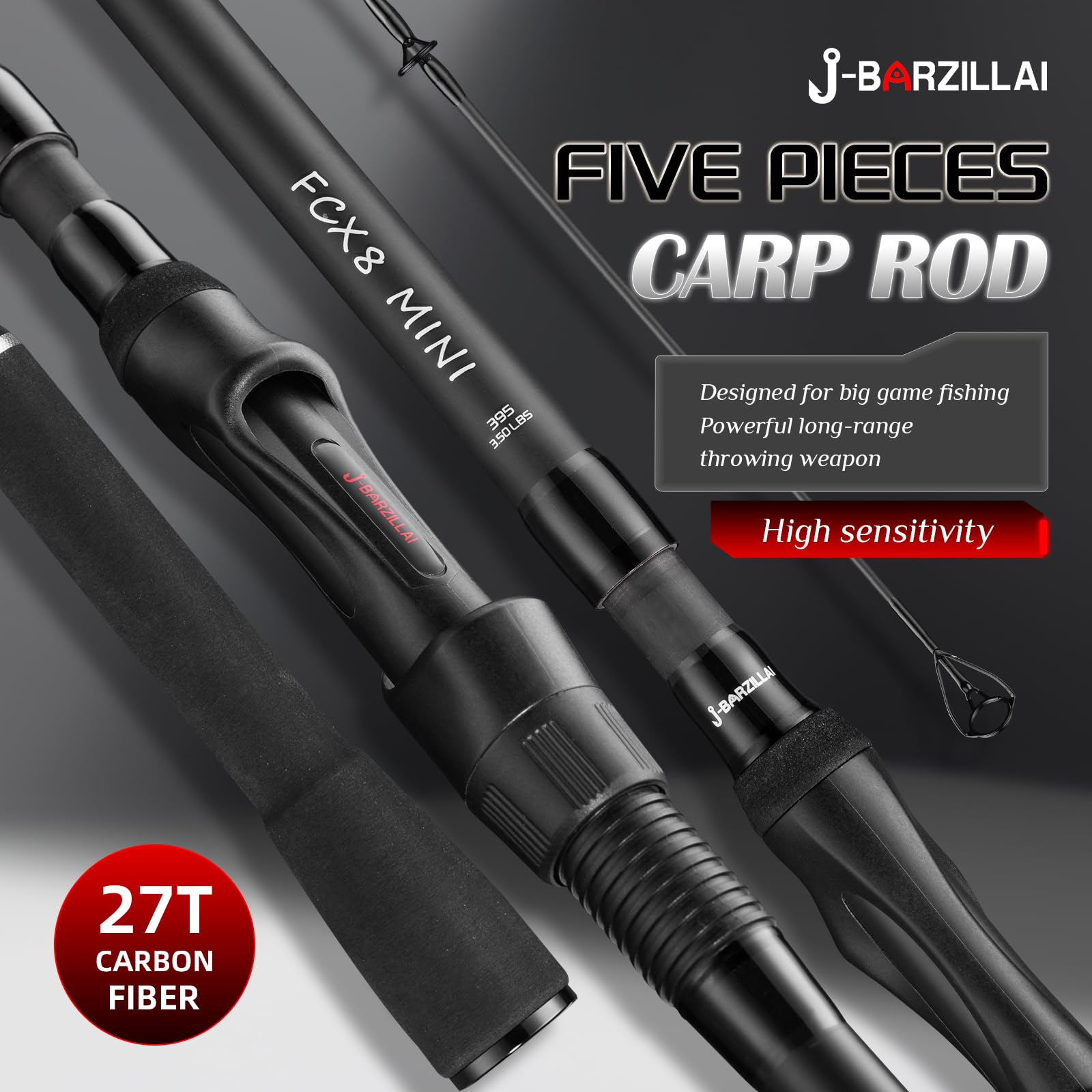FCX Mini-Karpfenangeln, 3,6 m, 3,9 m, 1,4–1,7 kg, Carbon, Ultraleicht, tragbar, für Reisen, Spinnrute, Süßwasser, See, Fluss, Grobangeln