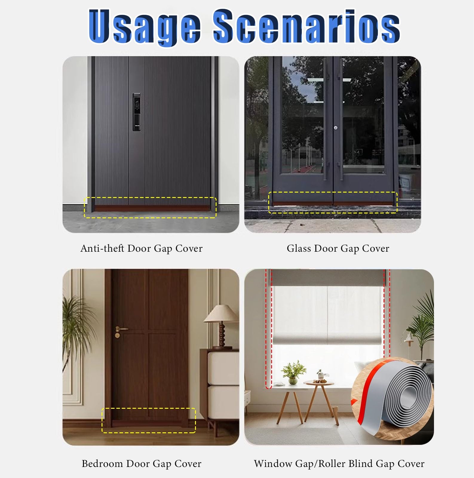 Bloccante Della Luce Della Burletes para La Parte Inferior de La Puerta, Tiras Bloqueadoras de Luz para Ventanas, Burlete Protector contra Insectos y Relleno de Huecos