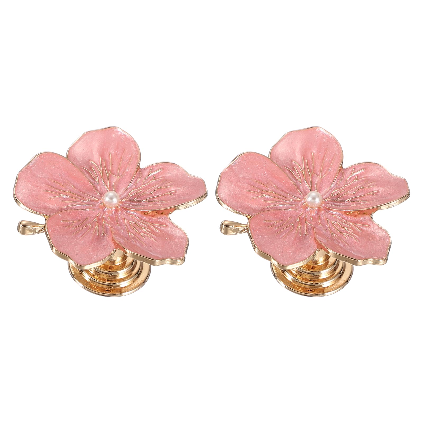 sourcing map 2 Pcs Flower Knobs, Metal Cabinet Drawer Knob Pearl Flower Petal Handles Dresser Knobs for Cupboard Cabinet Closet Door Pulls Decorative Furniture, Pink