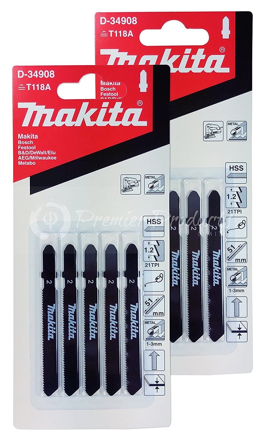 Makita 10 Piece - T Shank Jigsaw Blades For Jigsaws - Fast Cutting For Metal & Aluminum - 2 Inch Long with 21 TPI HSS (B01MS3VI2F) Amazon Price History, Amazon Price Tracker