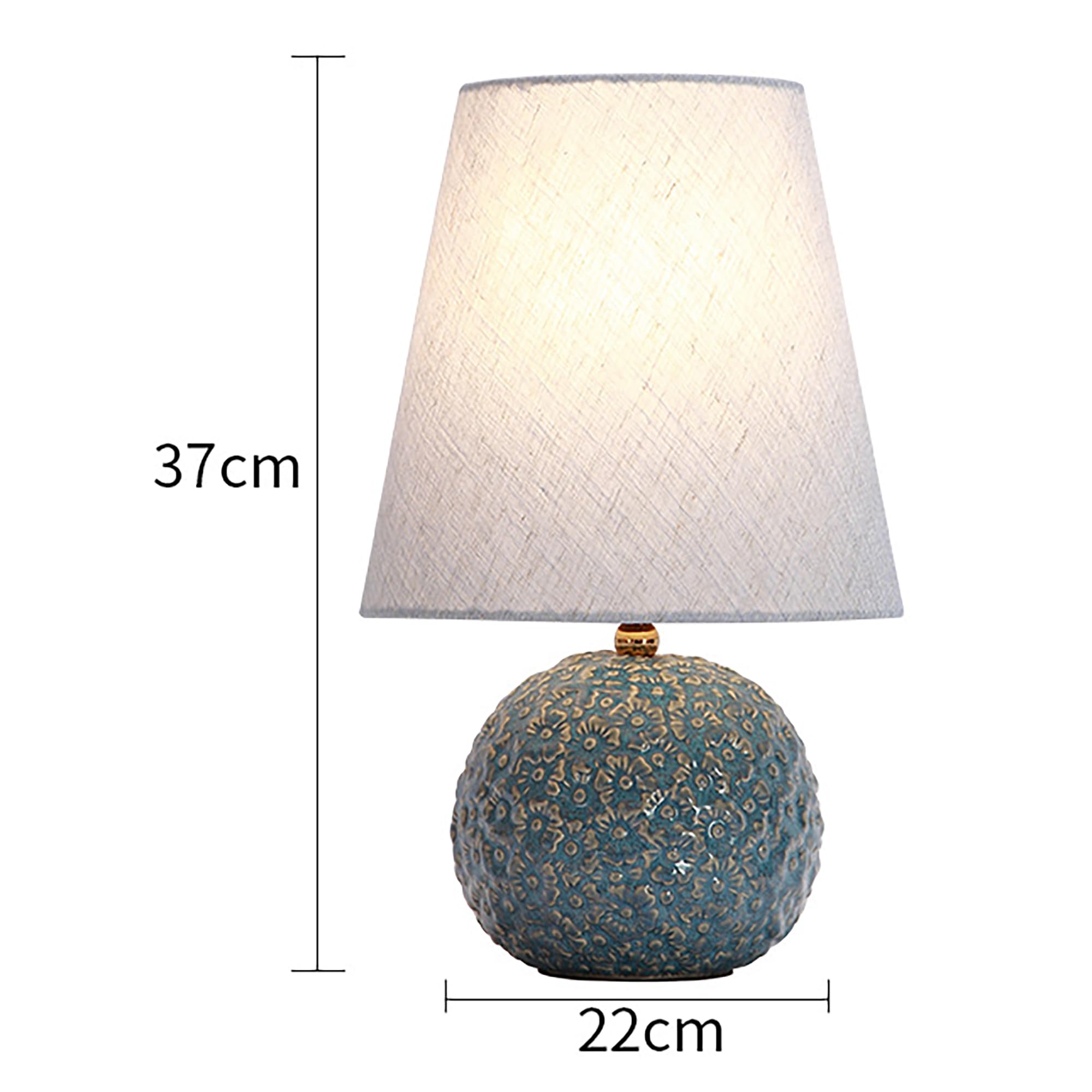 XINYASEE Lampada da tavolo in ceramica semplicità,Lampada da comodino vintage con paralume in tessuto,Lampada Da Scrivania Per la Casa Per Camera Da Letto,Soggiorno，E27 (blu)