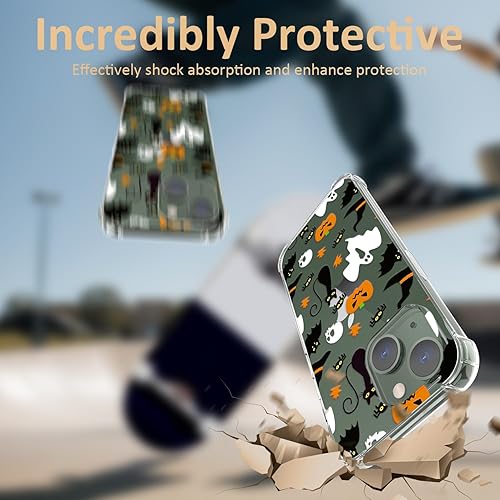 Miniatura 10 de Funda transparente de Halloween para Google Pixel 7, diseño de calabaza fantasma de Halloween, funda protectora de TPU suave, delgada, a prueba de