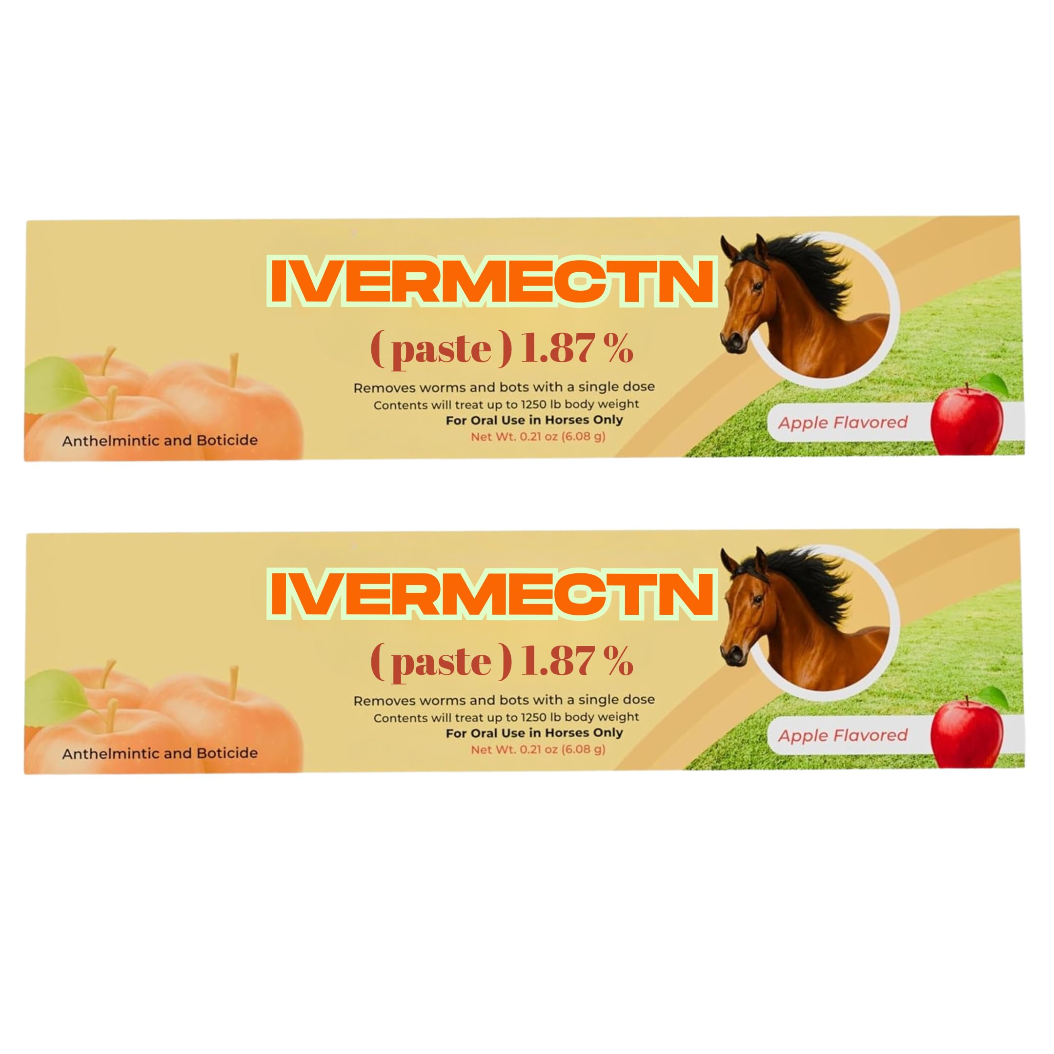 Horse Paste 1.87% – Apple Flavor – 6.08g Tube – (2-Pack) Classic Package - (Package Design May Change)