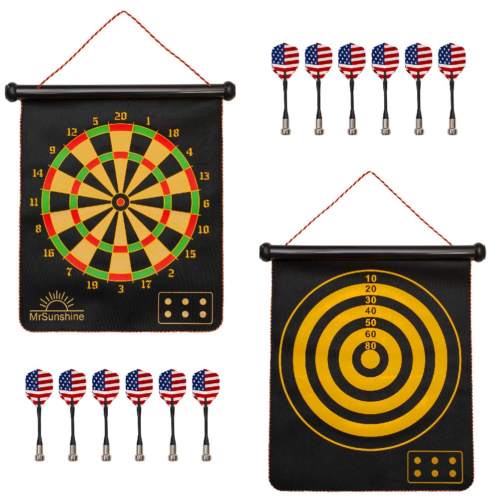 MrSunshine Magnetic Dart Board, 12 Magnetic Darts, Dart Game for Kids, Dart Board for Kids, Dart Boards for Adults, Popular Family Game, Kids Dart Board for Indoor-Outdoor Backyard Games