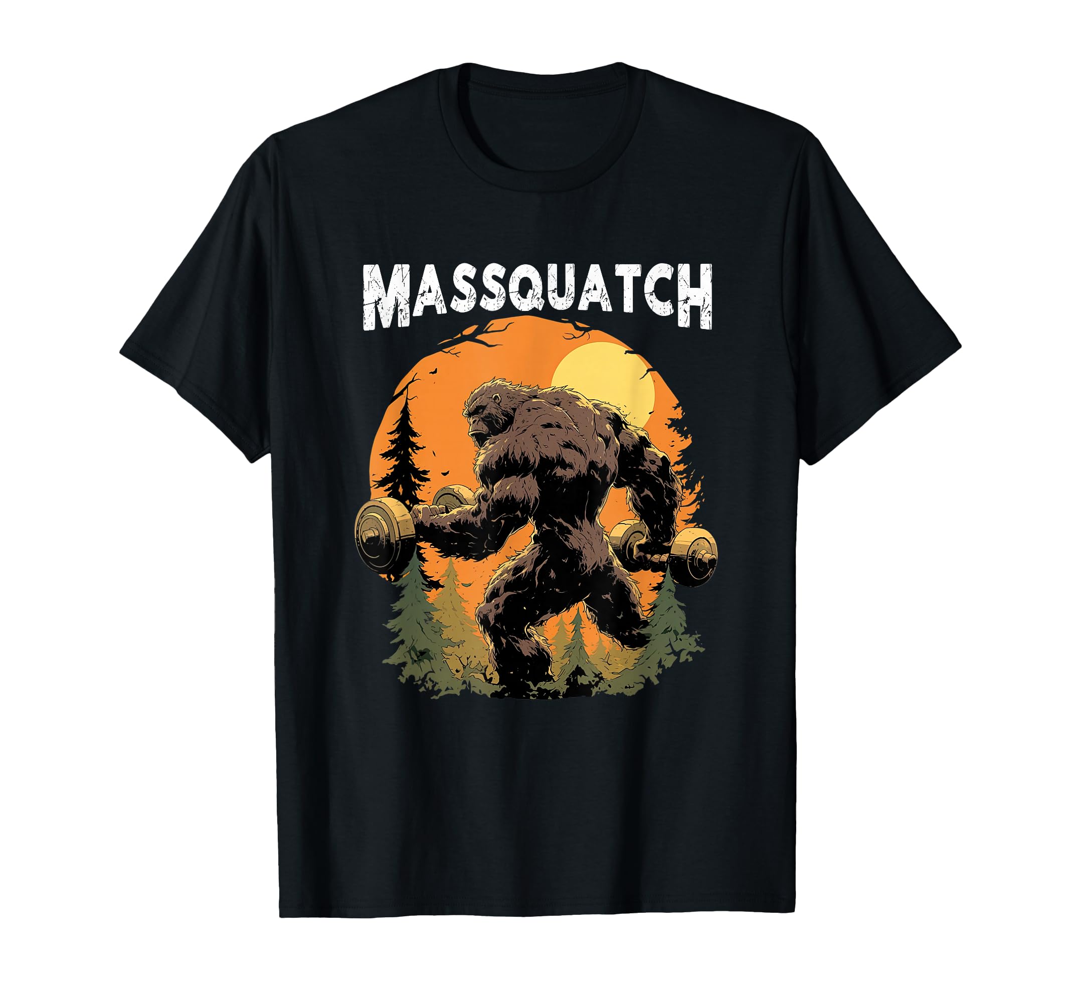 Bigfoot Massquatch Funny Sasquatch Workout Gym Weightlifter T-Shirt
