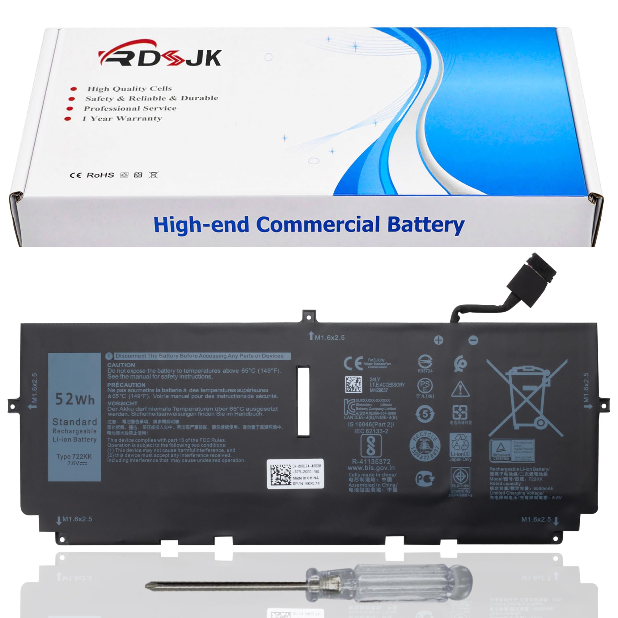 Amazon.com: 722KK Laptop Battery for Dell XPS 13 9300 i5 FHD I7