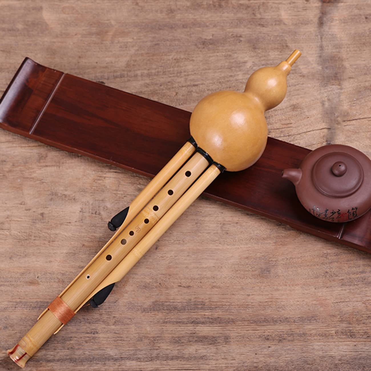 Flauta De Calabaza De Rango Amplio De 9 Agujeros Flauta De Calabaza De Bambú Hecha A Mano Tocar El Instrumento Flautín para Principiantes Do Bemol Si Bemol Cucurbitáceas (Color : Wood, S : B-Flat)