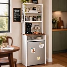 IRONCK Kitchen Bakers Rack with Mini Fridge Storage, Coffee Bar Cabinet