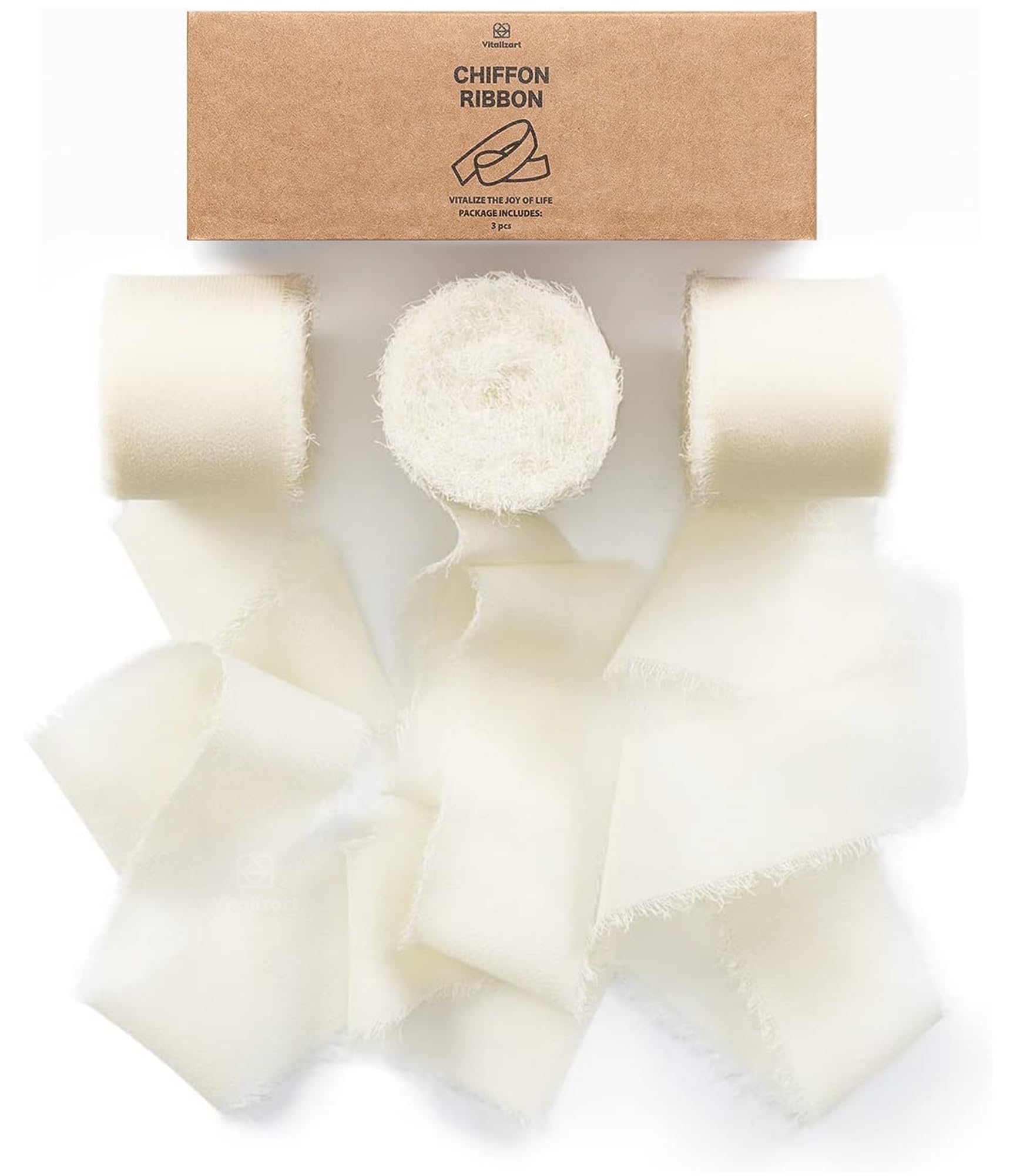 Nastro Chiffon 4cm X 20m | Bianco Per Decorazioni | Bouquet Sposa, Regali, Fai Da Te | Confezione Da 4 Rotoli