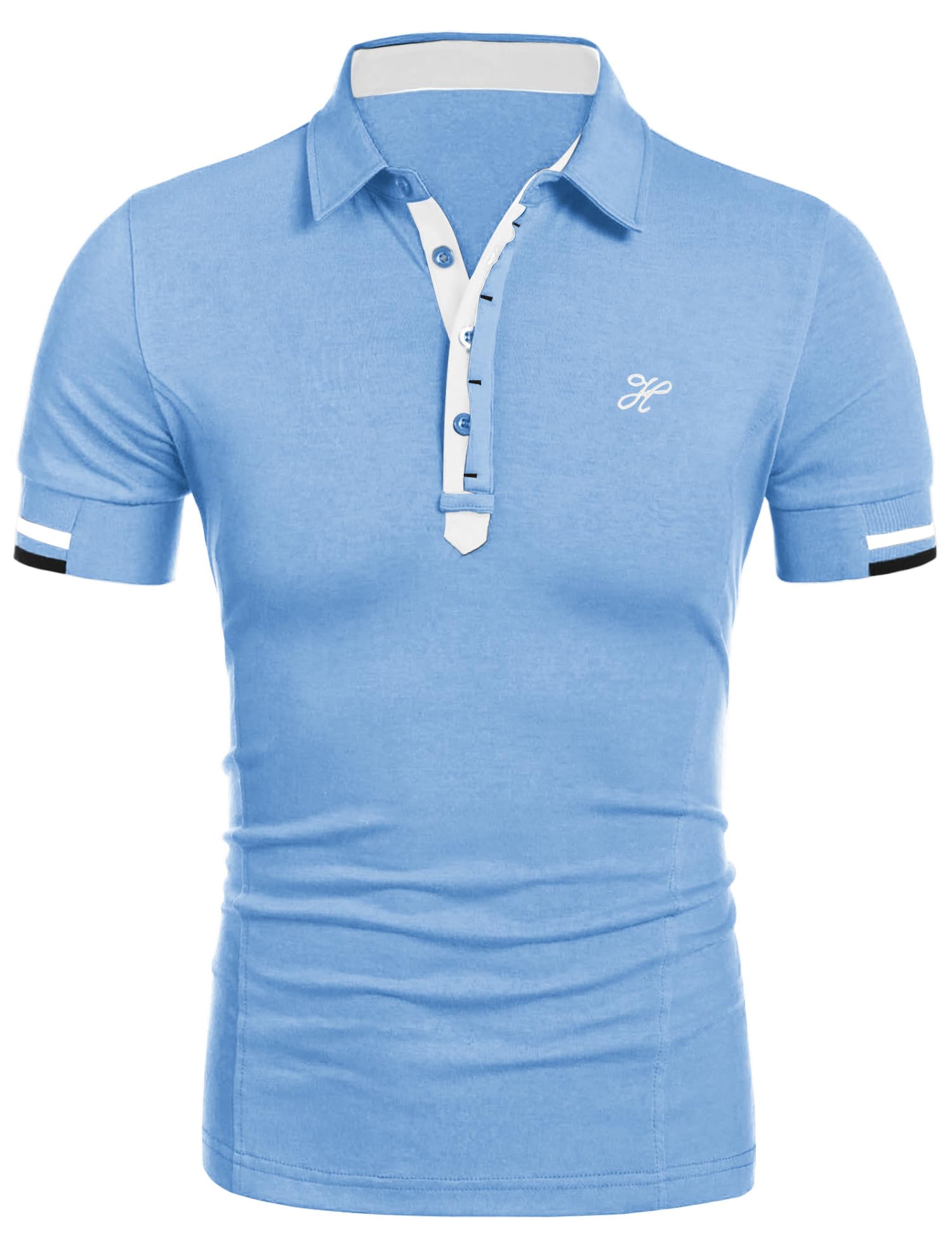 COOFANDY Poloshirt Herren Kurzarm Golf T-Shirt Männer Polohemd Sommer Muscle Shirts Sports Polo Slim Fit Clearblau L