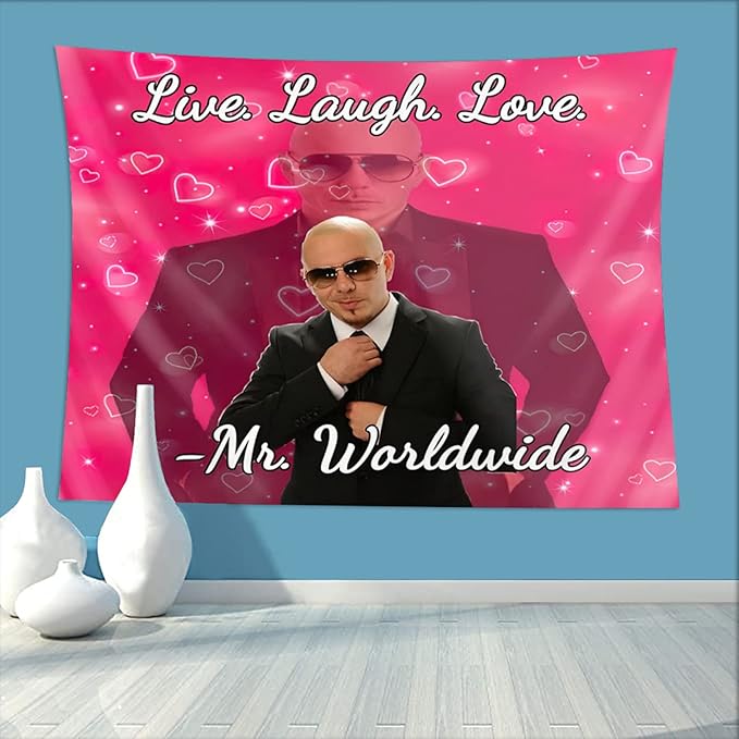 UUC Pokepikau Mr 305 Worldwide Live Laugh Love Tapestry Meme Tapestry