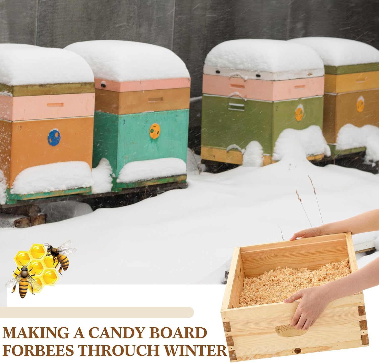 10 Frame Beehive Candy Board and Bee Hive Quilt Box in 100% Beeswax Moisture Quilt Box Assembled Candy Board Feeder Winter Beekeeping Equipment Winter Cover Well Overwintering Colonies