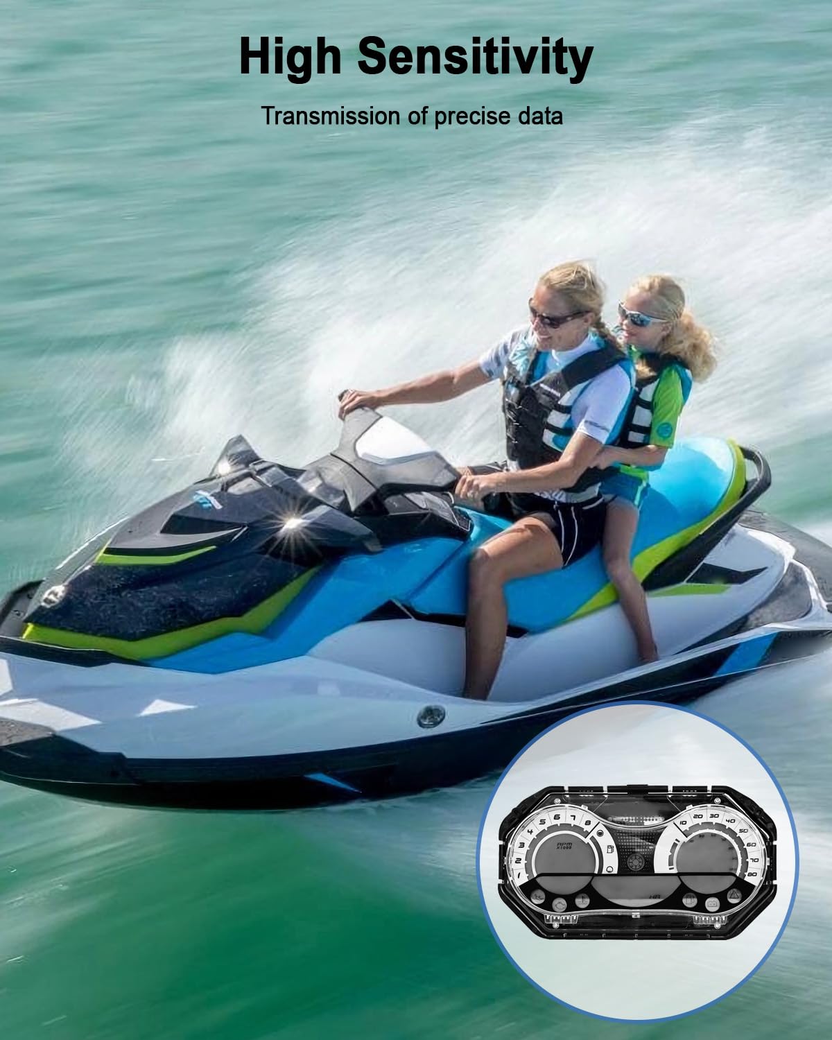 Speedometer with LCD Gauge & Chrome Bezel Fit for SeaDoo GTX RXP RXT Wake 2006-2011, Gauge Cluster Replace 278002270 27800214 278002144, LCD Speedometer Gauge Cluster NO Programming Required