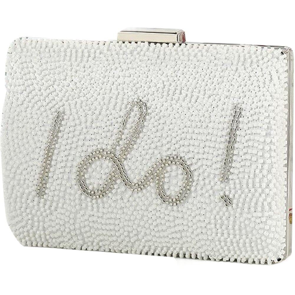 Sanfly Women's White Wedding I Do Letter Printed Evening Bags With Chain Wedding Party Sparkly Rhinestone Evening Bag Handbag For Bride
