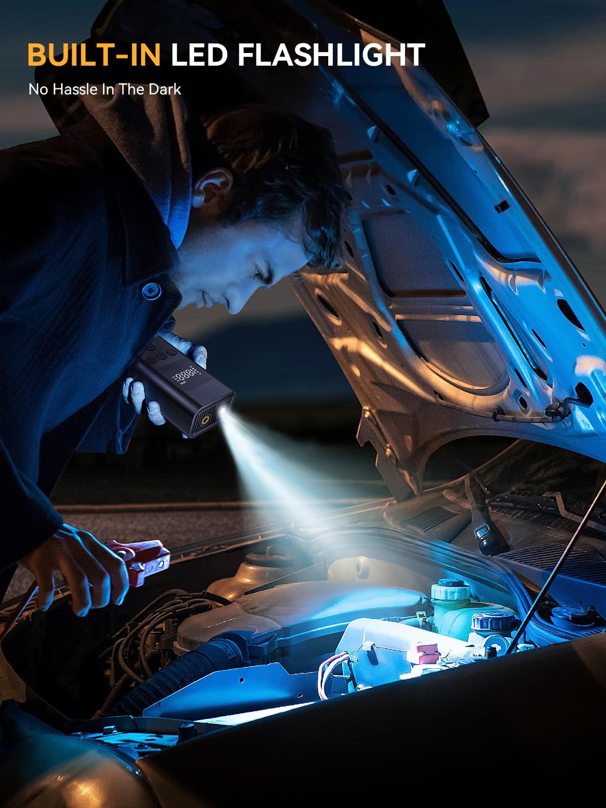 AIRSURE Tire Inflator Portable Air Compressor 150 PSI Fast Inflation Cordless Air Pump with LED Light Auto Shut-Off — view 5