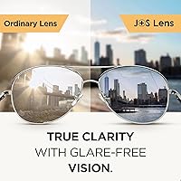 Vista 4 de J+S Premium Military Style Classic Aviator Sunglasses, Polarized, 100% UV protection for Men Women Marco plateado/lente negro