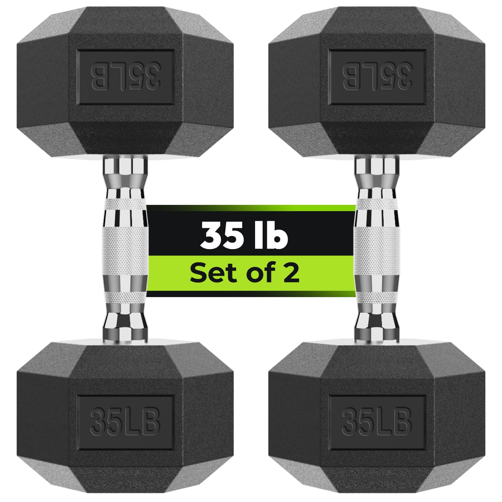 Hex Dumbbell Set, 2.5-65 lb Rubber Encased Exercise & Fitness Dumbbells, Weights Dumbbells Set of 2, Hand Weight for Strength Training