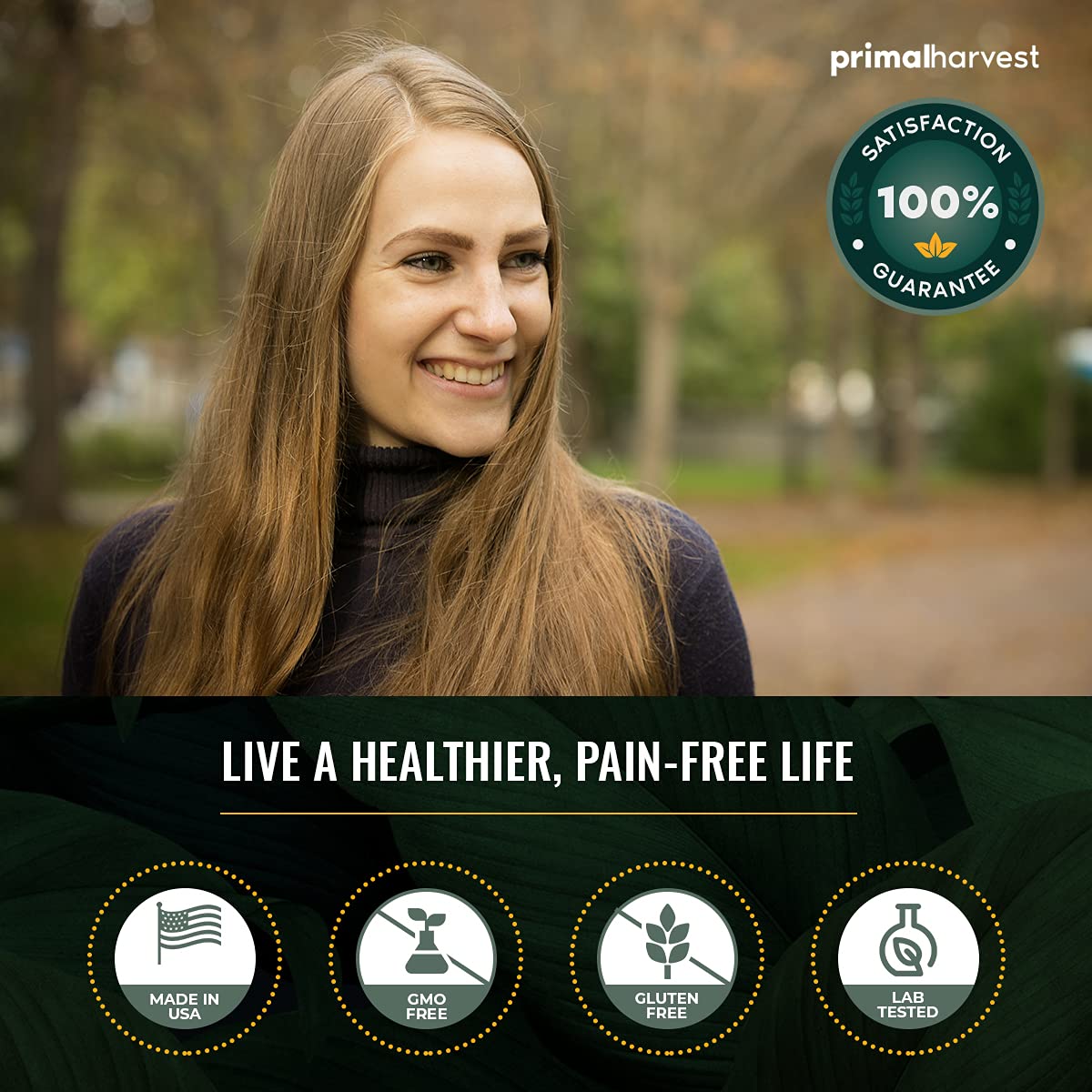 Hair Growth Vitamins by Primal Harvest, Hair Growth for Women & Men 60 Hair Growth Pills