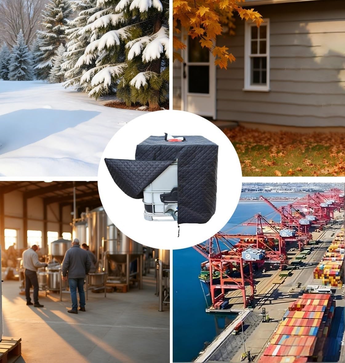 Thickened Thermal Cotton Cover for 275 Gallon Water Tank, Insulation Cover for 1000L IBC Tanks Winter Protection Features