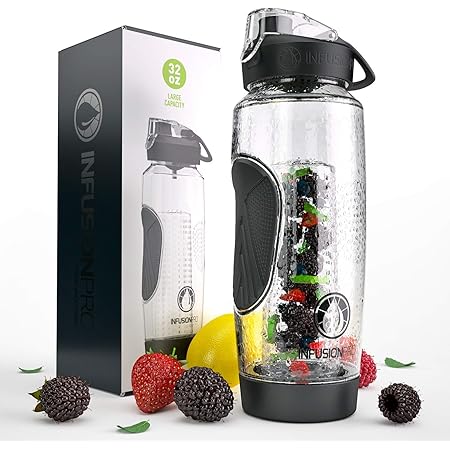 Infusion Pro 32 oz Infuser Water Bottle With Fruit Infuser - Insulated Sleeve & Fruit Infused Water eBook : Bottom Loading, Large Water Infuser for More Flavor : Delicious, Healthy Way to Up Your Water Intake : Great Gift Water Bottles For Women