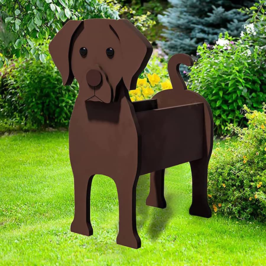 Samnuerly Dog Planter Plant Pot Cute Dog Animal Flower Pot for Garden Decoration, Lab Dog Handmade Planter Shape Plant Container Holder for Outdoor