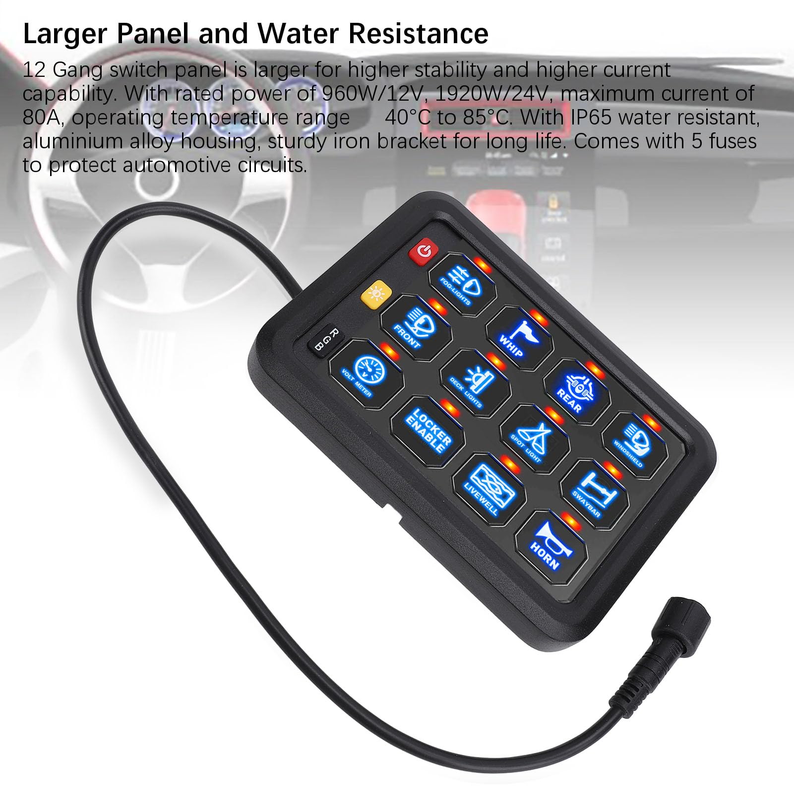 Tbest Panel Przełączników Gangowych RGB 12 12V 24V 80Amp 960W 1920W możliwość Przyciemniania Niebieskie Podświetlenie Dotykowy Panel Sterowania Skrzynka Przekaźnikowa dla RV Ciężarówka