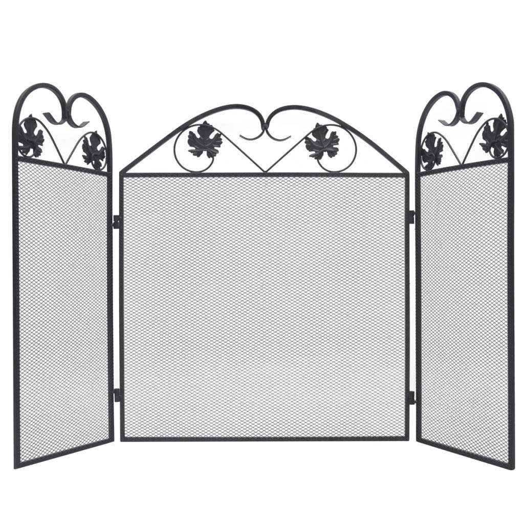 Schermi per Caminetti di Guardia Camino schermo pieghevole nero in ferro battuto in ferro canina camino schermo elegante decorazione della casa di scorrimento Accessori per Caminetti in Rete Decorativ