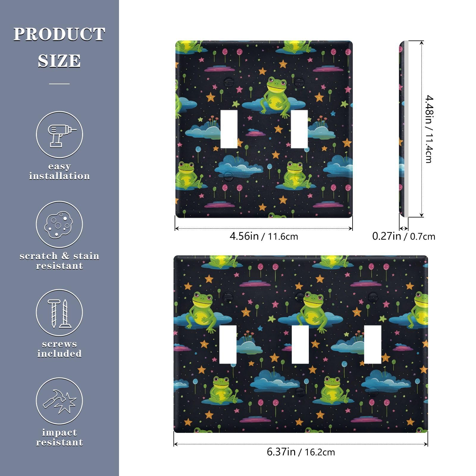 UMIRIKO Cute Frog Light Switch Cover Plate Covers Decorative Double Toggle Home Decor 202a8473